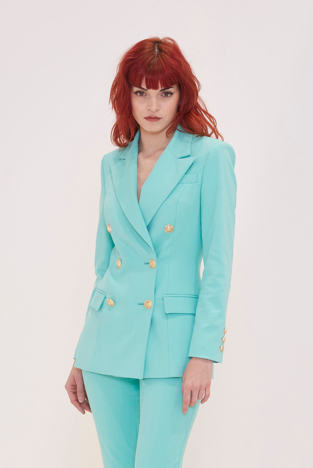 Camilla California jacket in technical fabric with gold buttons